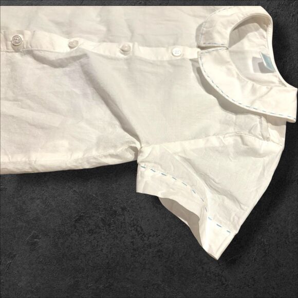 Edgehill Collection White Peter Pan Collar Blouse 3T Blue Stitch Trim - Picture 2 of 8